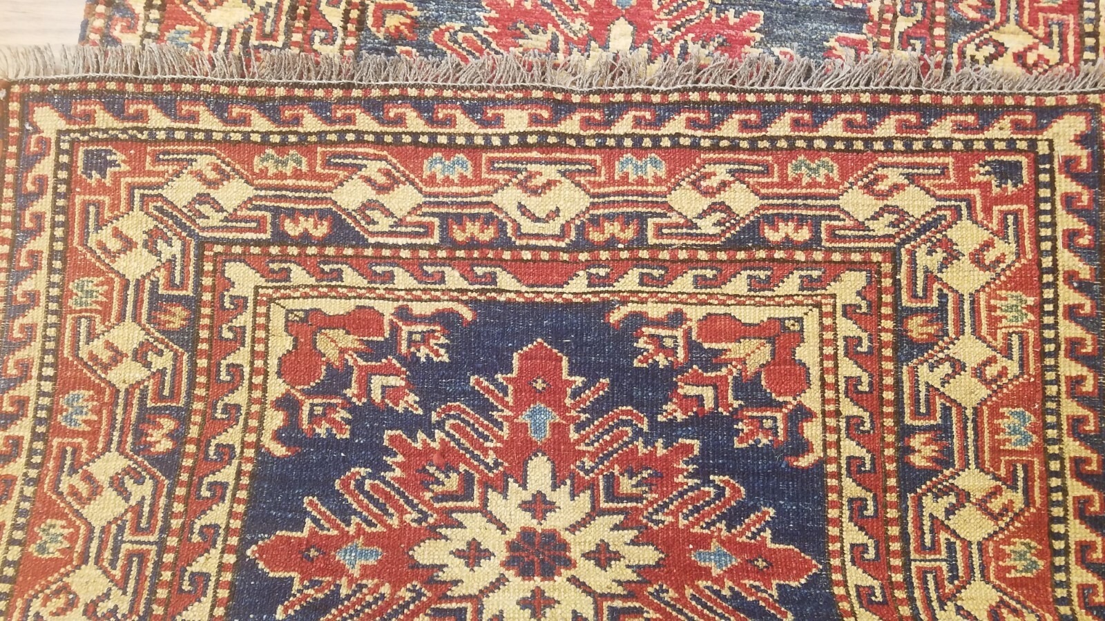 2.5 x 11.1 New Fine Geometric Kazak Hand Knotted Wool Runner