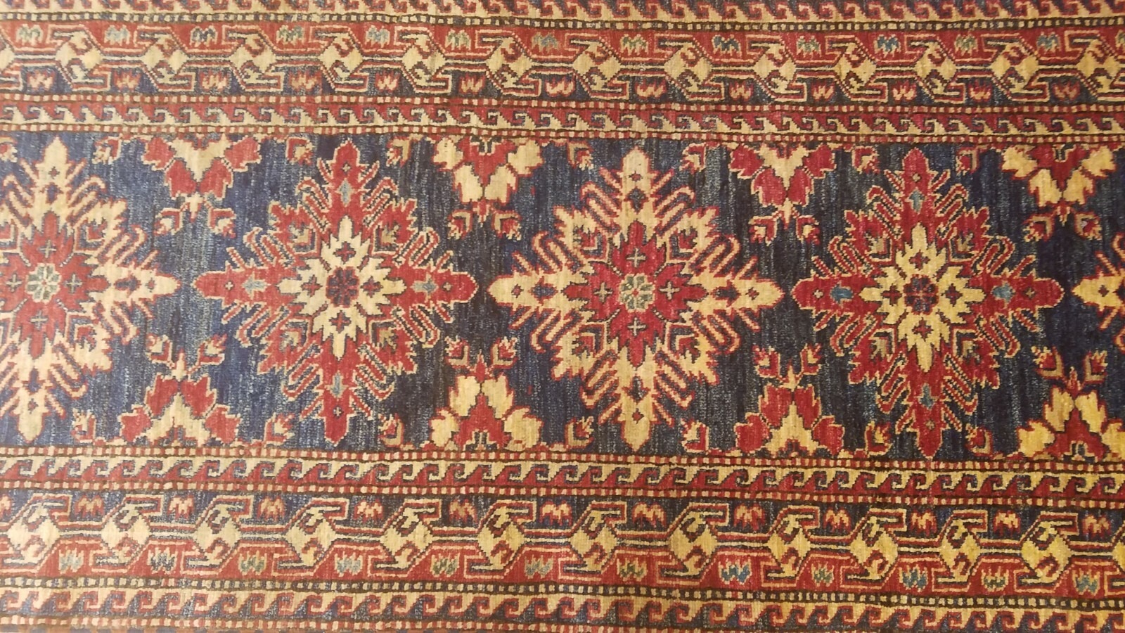 2.5 x 11.1 New Fine Geometric Kazak Hand Knotted Wool Runner