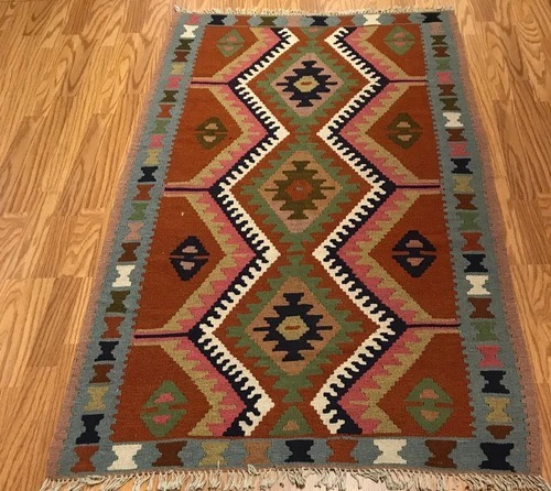 3.4 x 5.2 Kilim 100% Wool Hand Knotted Area Rug