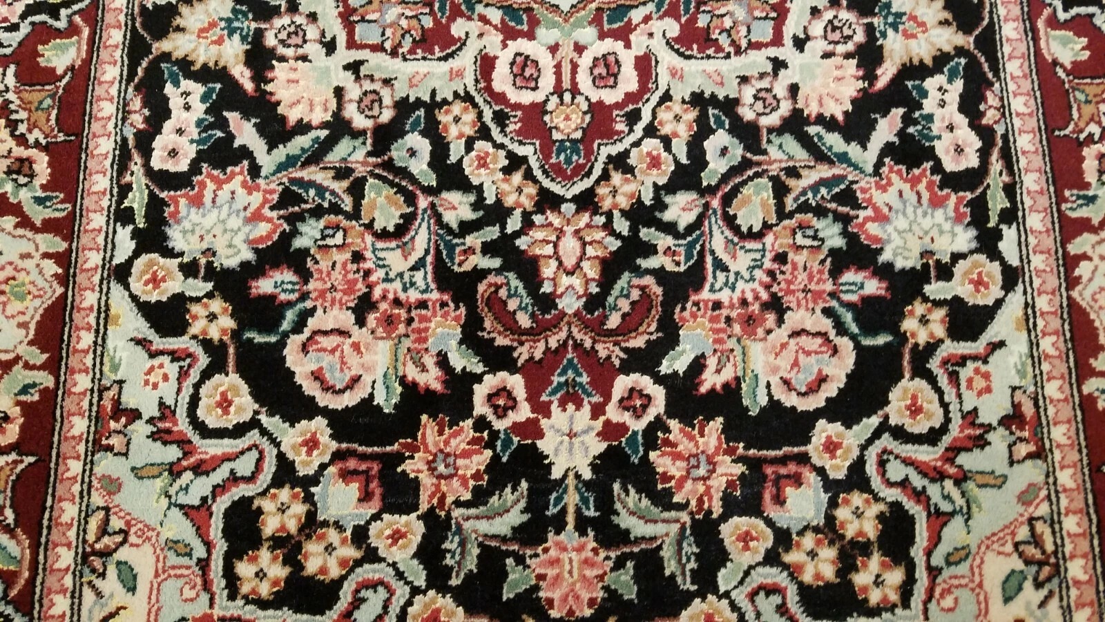 3 x 5 Black & Red Wool & Silk Hand Knotted Area rug
