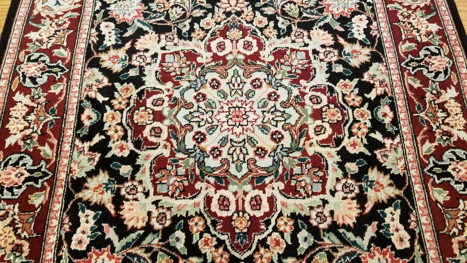3 x 5 Black & Red Wool & Silk Hand Knotted Area rug