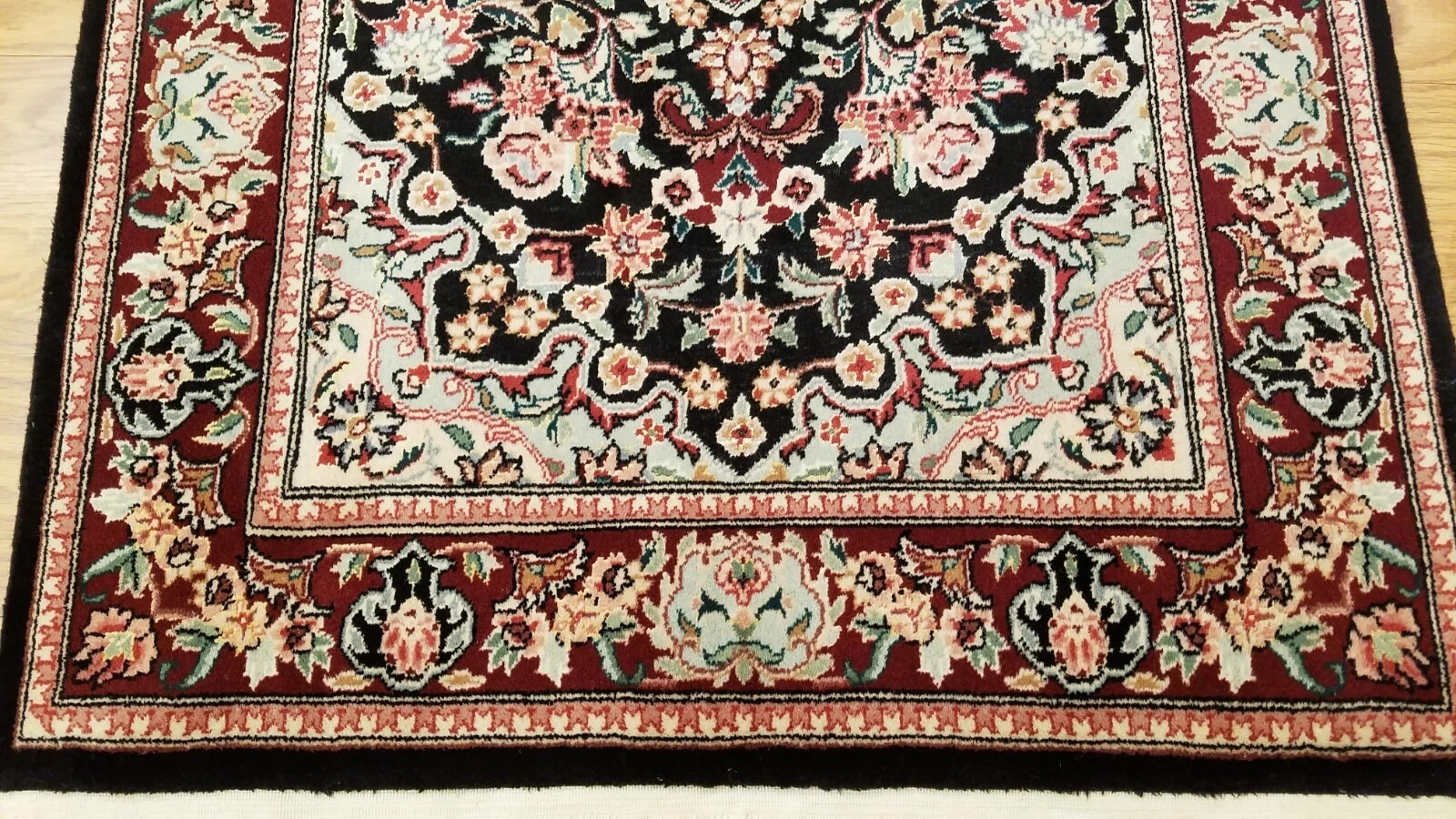 3 x 5 Black & Red Wool & Silk Hand Knotted Area rug
