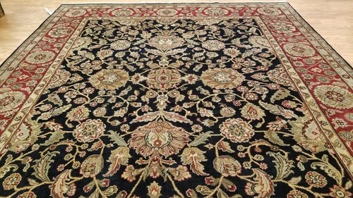 8 x 10 Black & Red Indo Agra Hand Knotted Oriental Wool Carpet