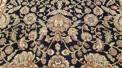 8 x 10 Black & Red Indo Agra Hand Knotted Oriental Wool Carpet