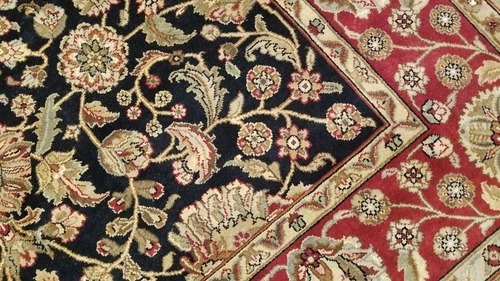 8 x 10 Black & Red Indo Agra Hand Knotted Oriental Wool Carpet