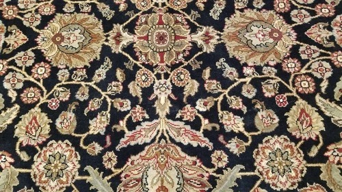 8 x 10 Black & Red Indo Agra Hand Knotted Oriental Wool Carpet