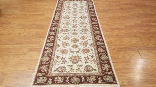 2.5 x 8 Ivory & Red Fine Quality Wool & Silk Hand Knotted Oriental Rug 46 Montaage Inc.