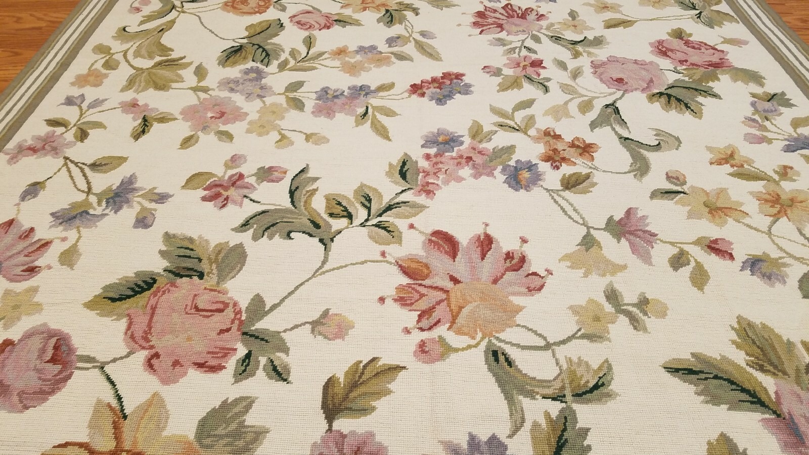6 x 9 Hand woven English Garden Needle point 100% wool Area rug