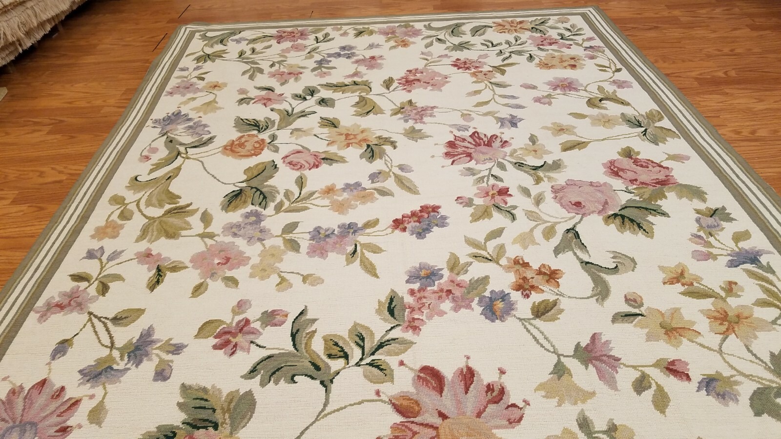 6 x 9 Hand woven English Garden Needle point 100% wool Area rug