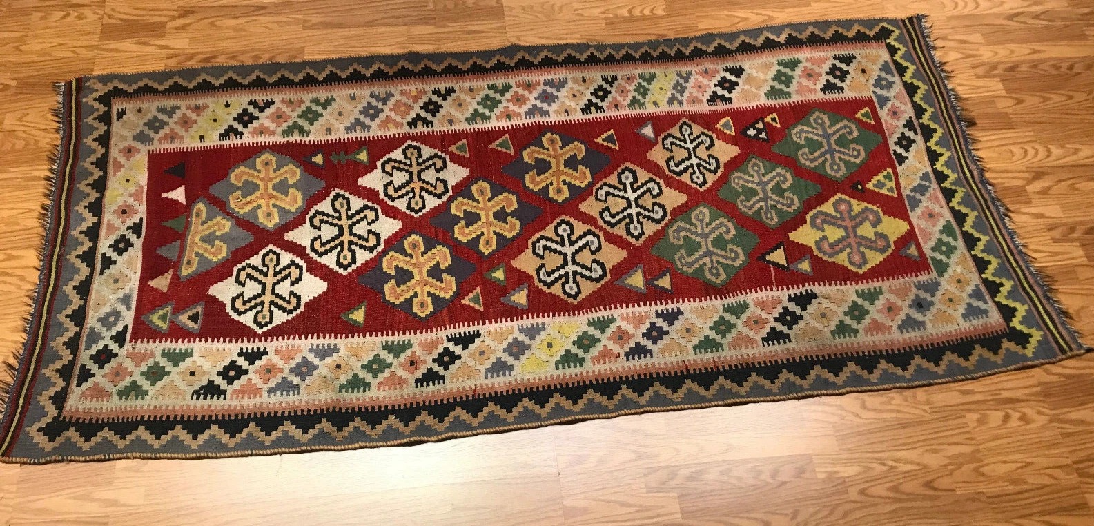 4.2 x 8.7 Vintage Hand Knotted 100% Wool Vegetable Dye Area Rug