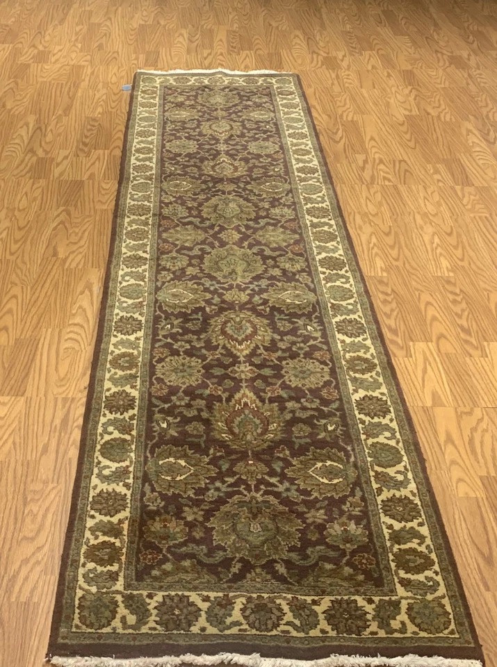 2.7 x 10 Runner Indo Agra Hand spawned 100% Wool Hand Knotted Vegetable Dye