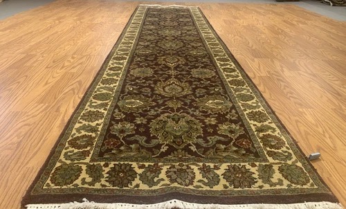 2.7 x 10 Runner Indo Agra Hand spawned 100% Wool Hand Knotted Vegetable Dye