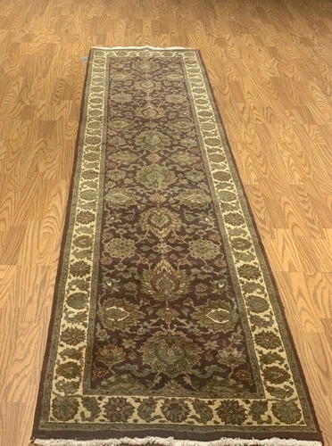 2.7 x 10 Runner Indo Agra Hand spawned 100% Wool Hand Knotted Vegetable Dye