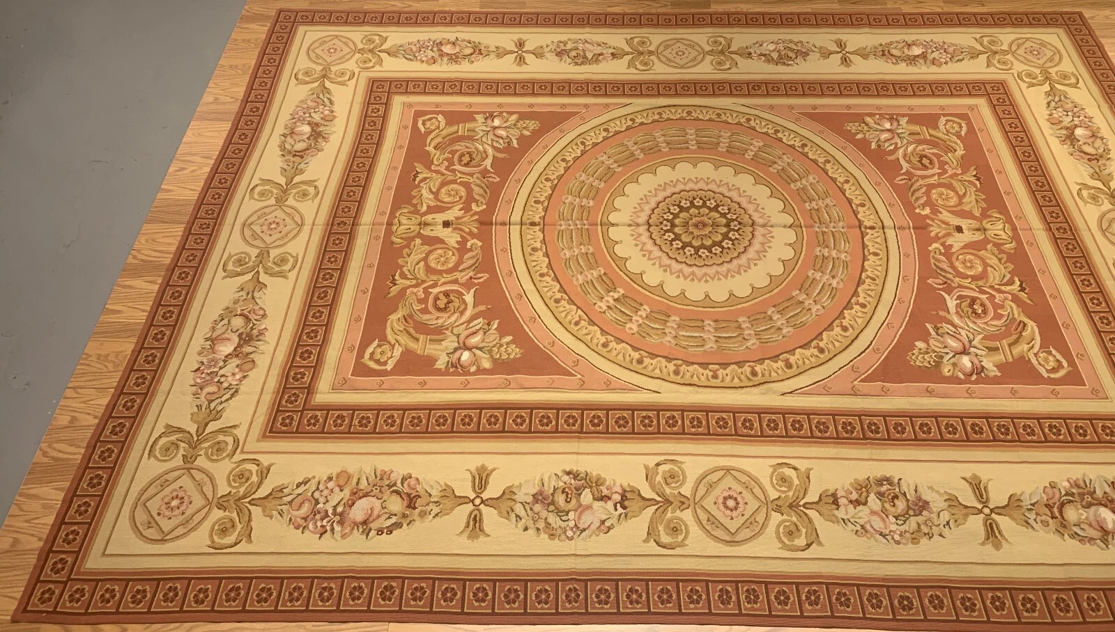 9.9 x 13.5 French Aubusson Hand Knotted Wool Needle Point Rug