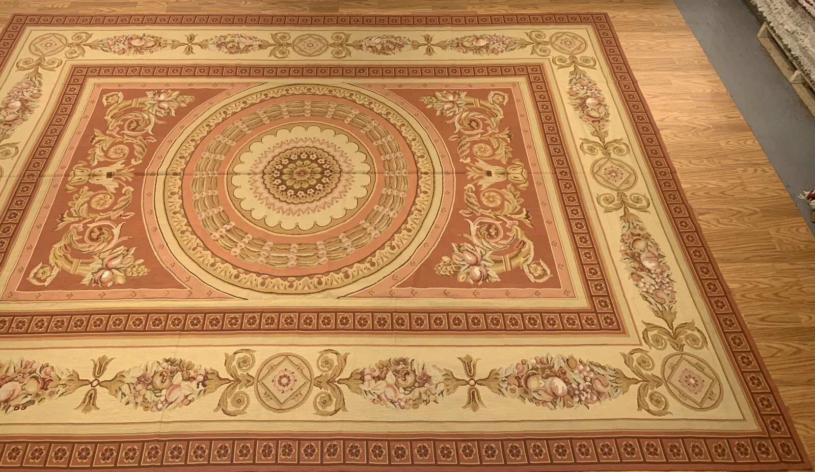 9.9 x 13.5 French Aubusson Hand Knotted Wool Needle Point Rug