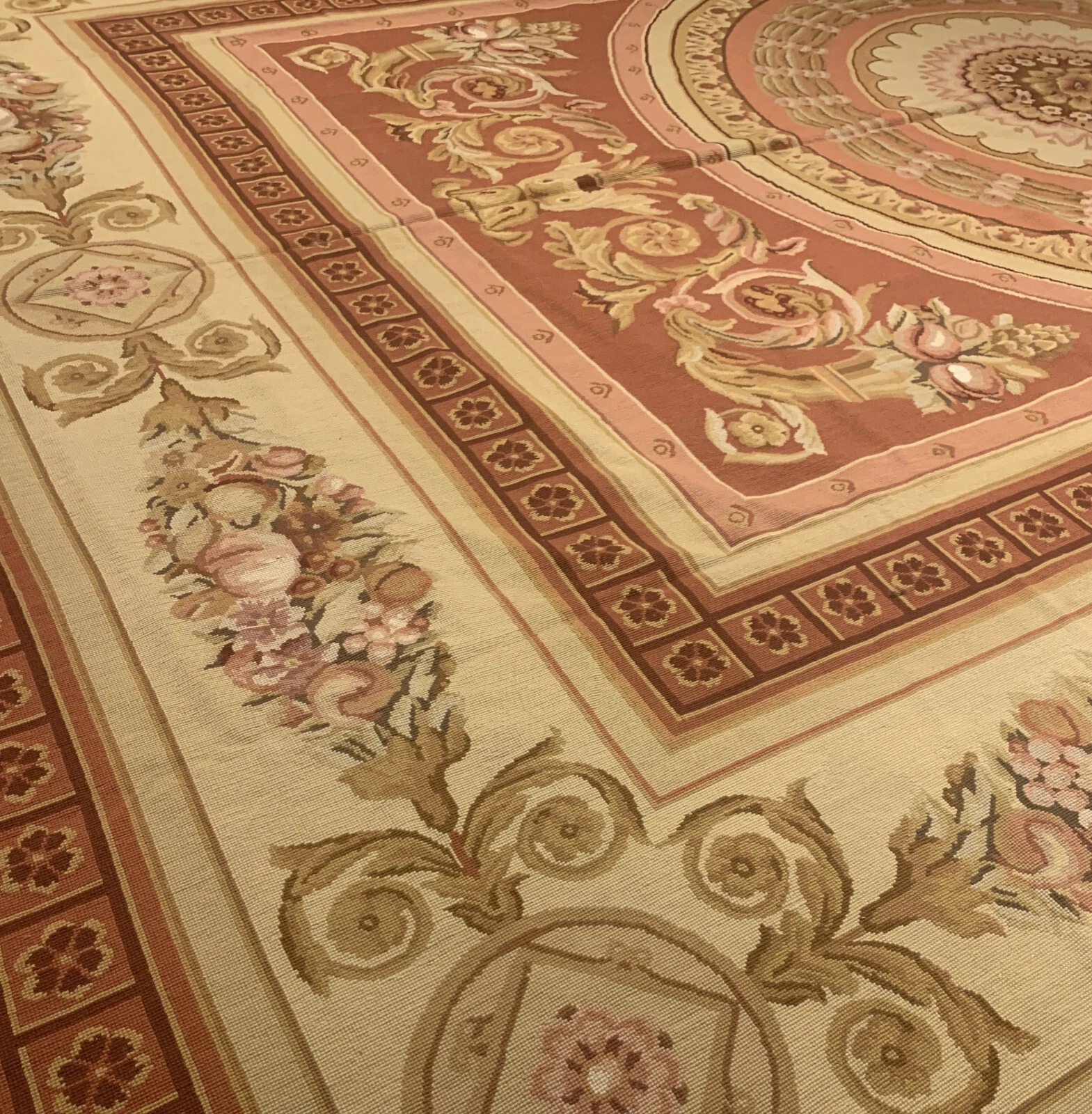 9.9 x 13.5 French Aubusson Hand Knotted Wool Needle Point Rug