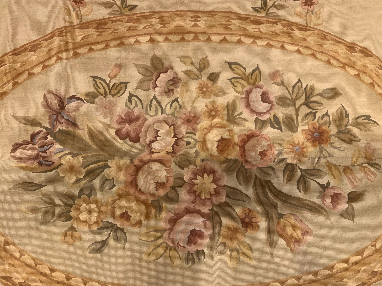 8 x 10 French Aubusson Needle Point 100% Wool Hand Knotted Area Rug