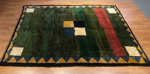 7.9 x 10 Vintage Tribal  Green 100% Wool Vegetable Dye Rug 5028 Montaage Inc.