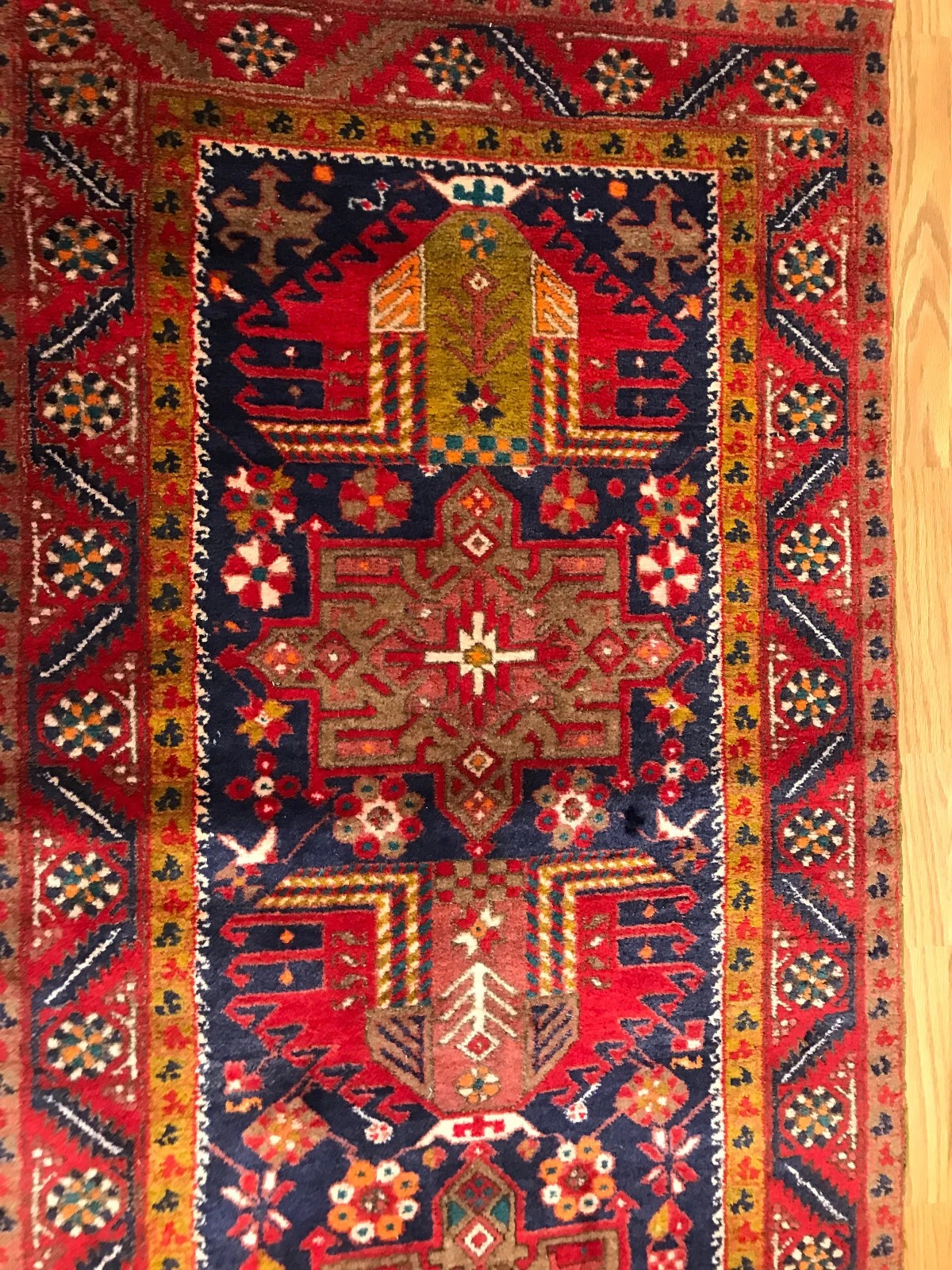 3.3 x 14.3 Runner Semi Antique Geometric Kazak Hand Knotted Wool