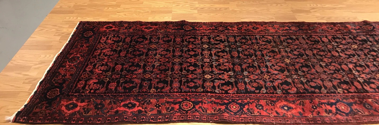 3.10 x 13.4 Runner Antique Geometric Bejar Hand Knotted Wool Vegetable Dye