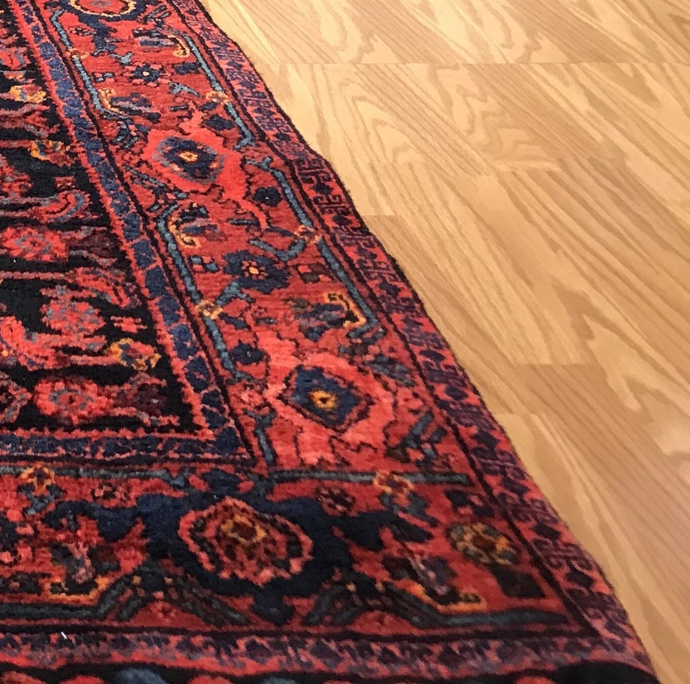 3.10 x 13.4 Runner Antique Geometric Bejar Hand Knotted Wool Vegetable Dye