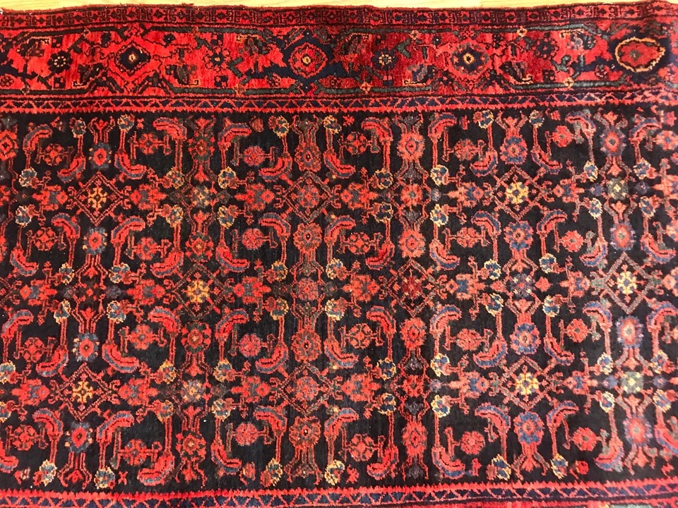 3.10 x 13.4 Runner Antique Geometric Bejar Hand Knotted Wool Vegetable Dye