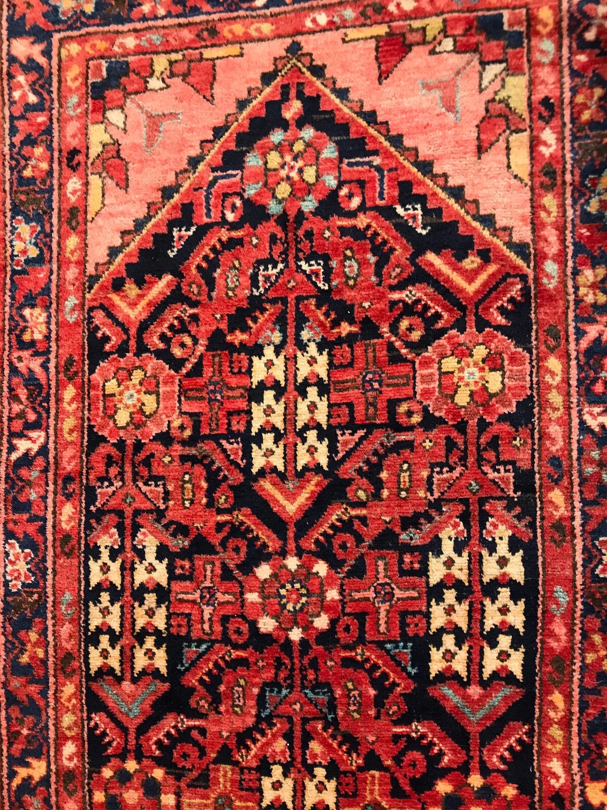 3.5 x 10.2 Runner Antique Geometric Malayer Hand Knotted Wool Vegetable Dye