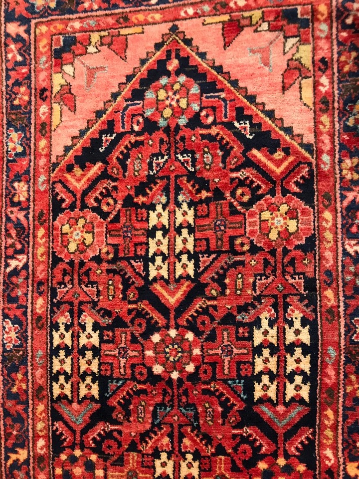 3.5 x 10.2 Runner Antique Geometric Malayer Hand Knotted Wool Vegetable Dye