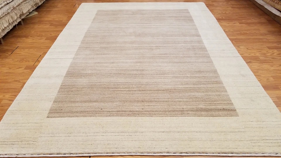 6 x 9 Brown Indo Nepal Modern Hand Knotted Wool Oriental Area Rug