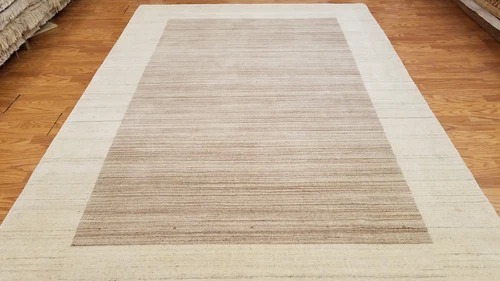 6 x 9 Brown Indo Nepal Modern Hand Knotted Wool Oriental Area Rug