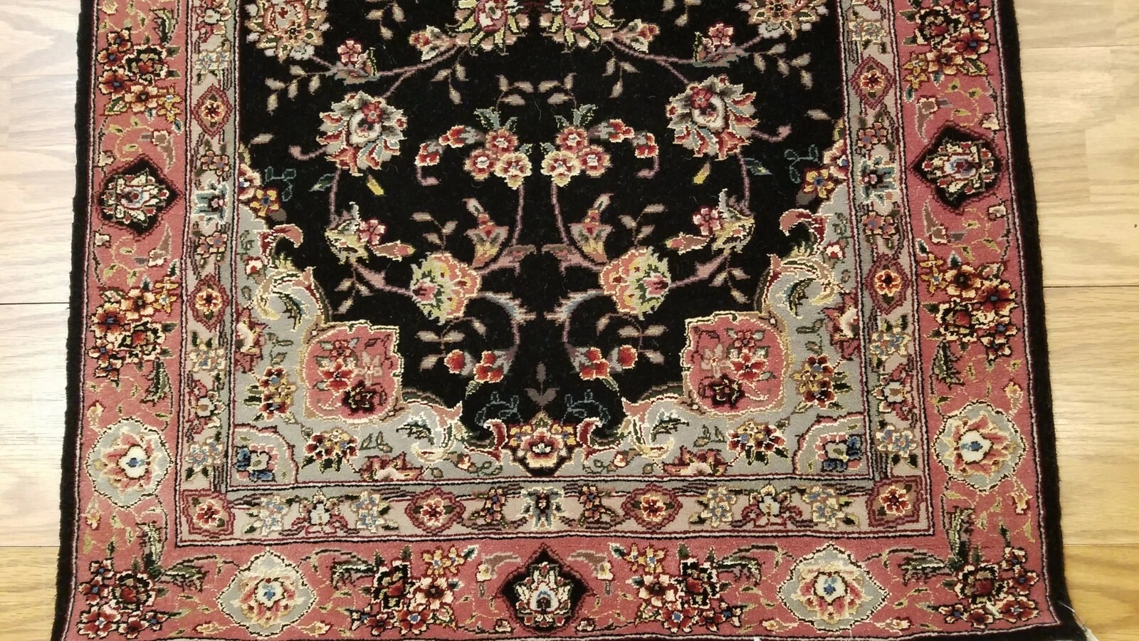 2.6 x 9 Very Fine Floral with Medalian Wool and Silk Runner