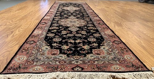 2.6 x 9 Very Fine Floral with Medalian Wool and Silk Runner