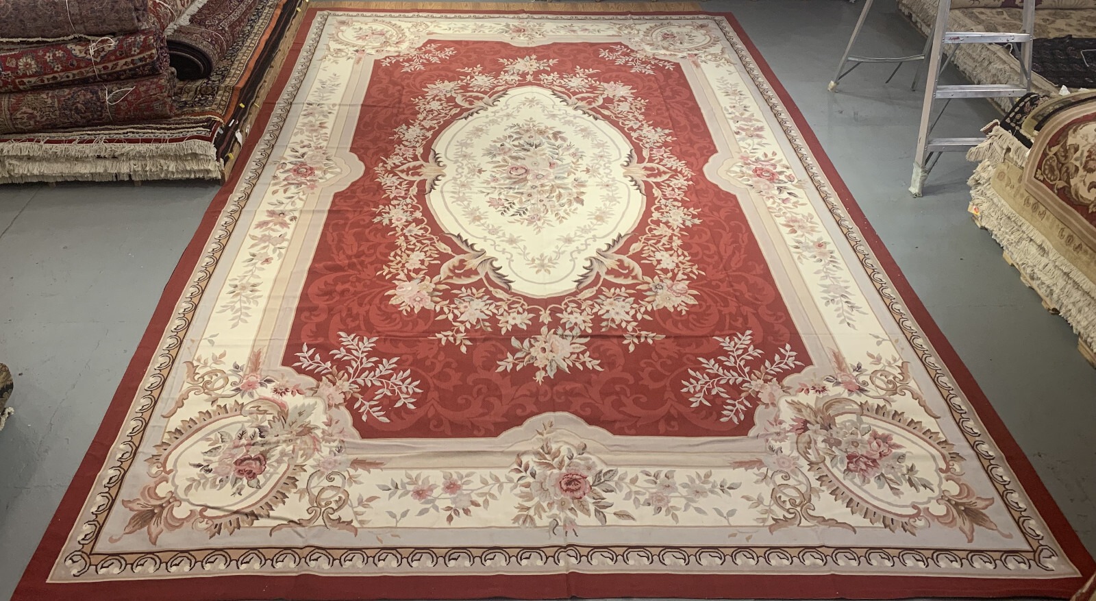 12 x 18 French Aubusson Hand Knotted Wool Needle Point Rug
