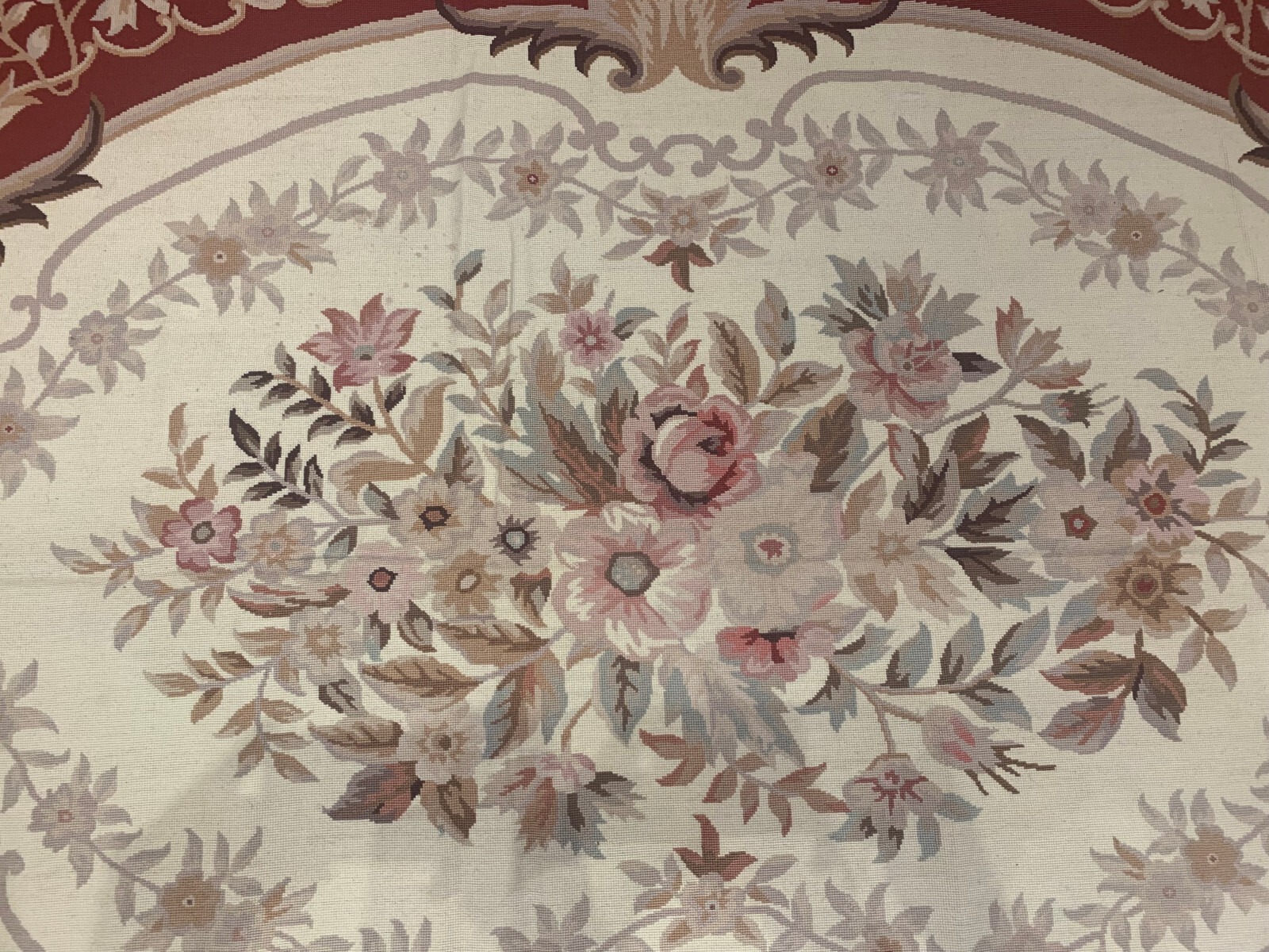 12 x 18 French Aubusson Hand Knotted Wool Needle Point Rug
