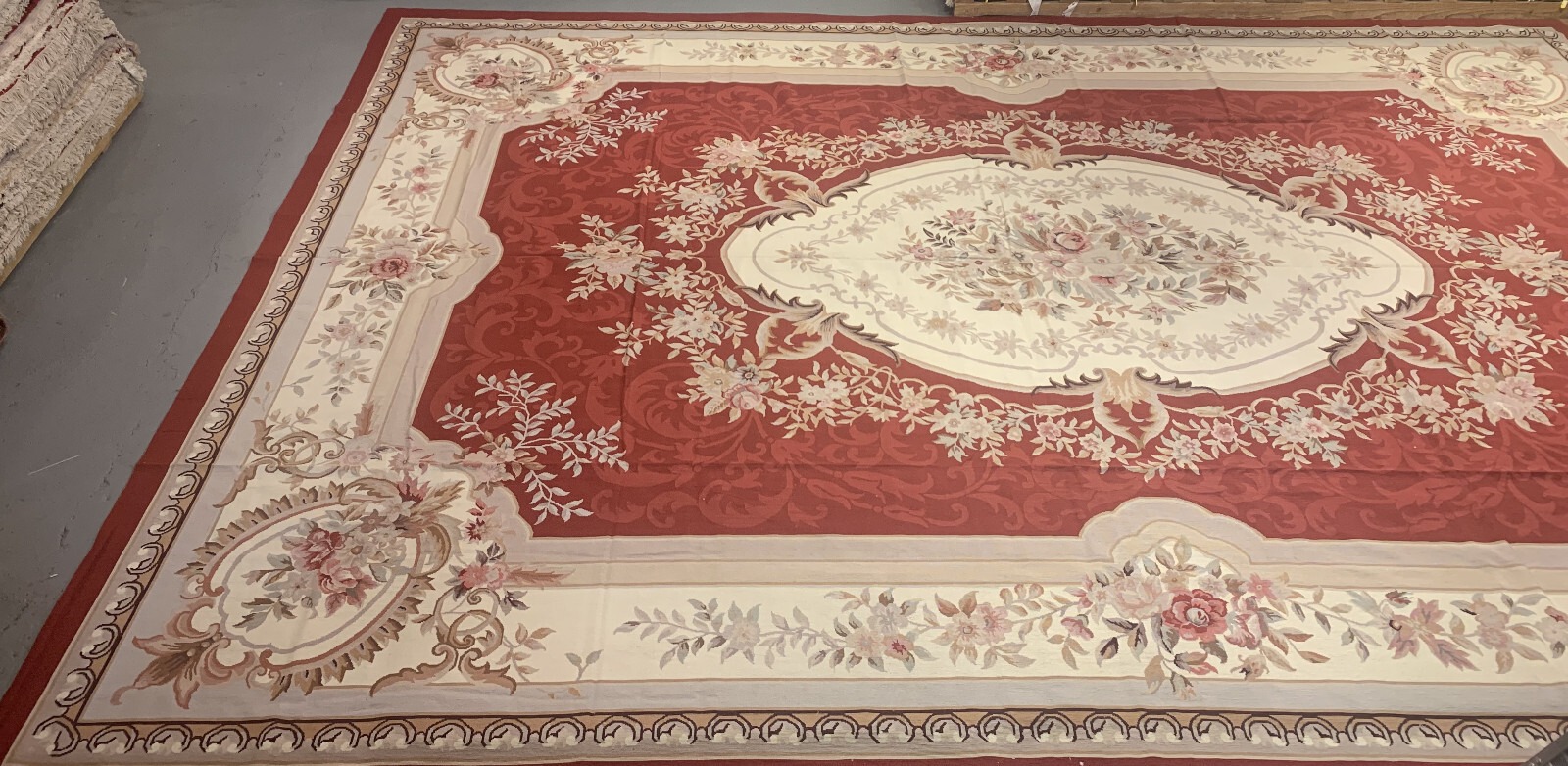 12 x 18 French Aubusson Hand Knotted Wool Needle Point Rug