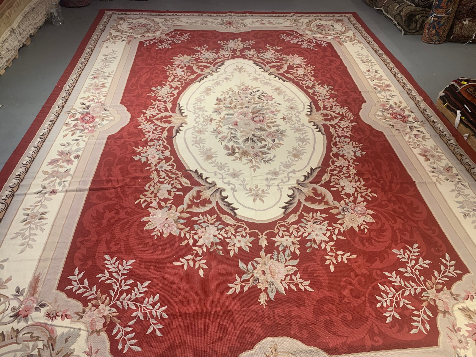 12 x 18 French Aubusson Hand Knotted Wool Needle Point Rug