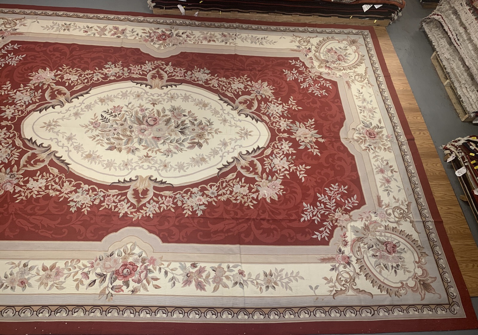 12 x 18 French Aubusson Hand Knotted Wool Needle Point Rug