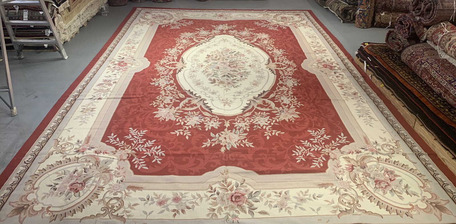 12 x 18 French Aubusson Hand Knotted Wool Needle Point Rug