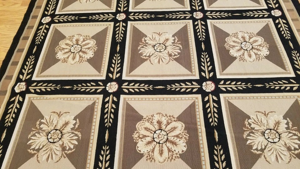 6 x 9 Hand woven French Aubusson Needle point 100% wool Area rug