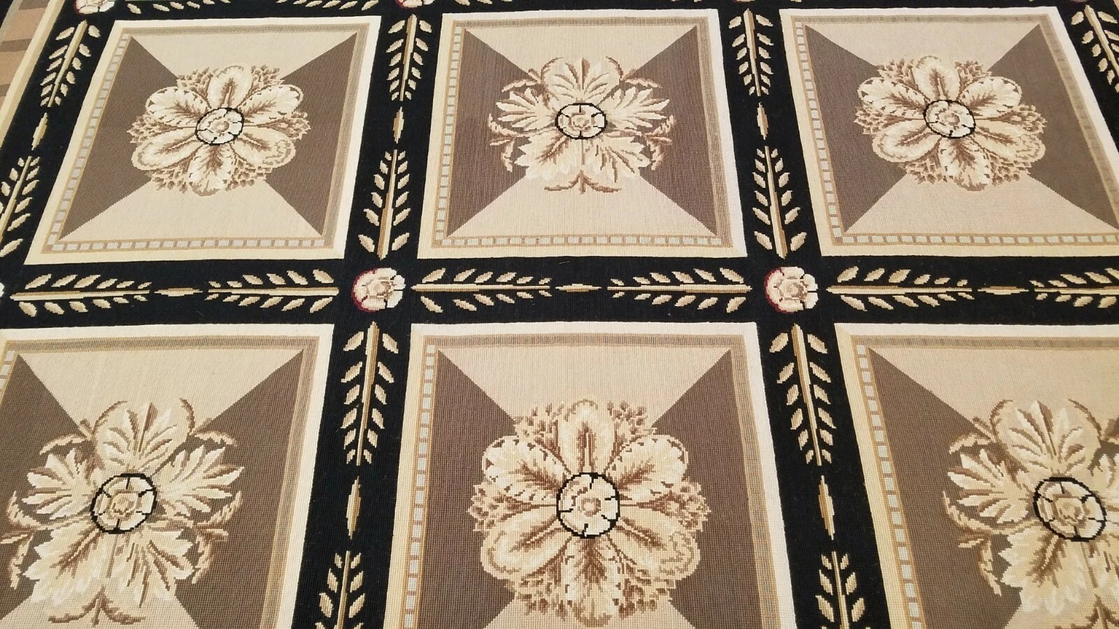 6 x 9 Hand woven French Aubusson Needle point 100% wool Area rug