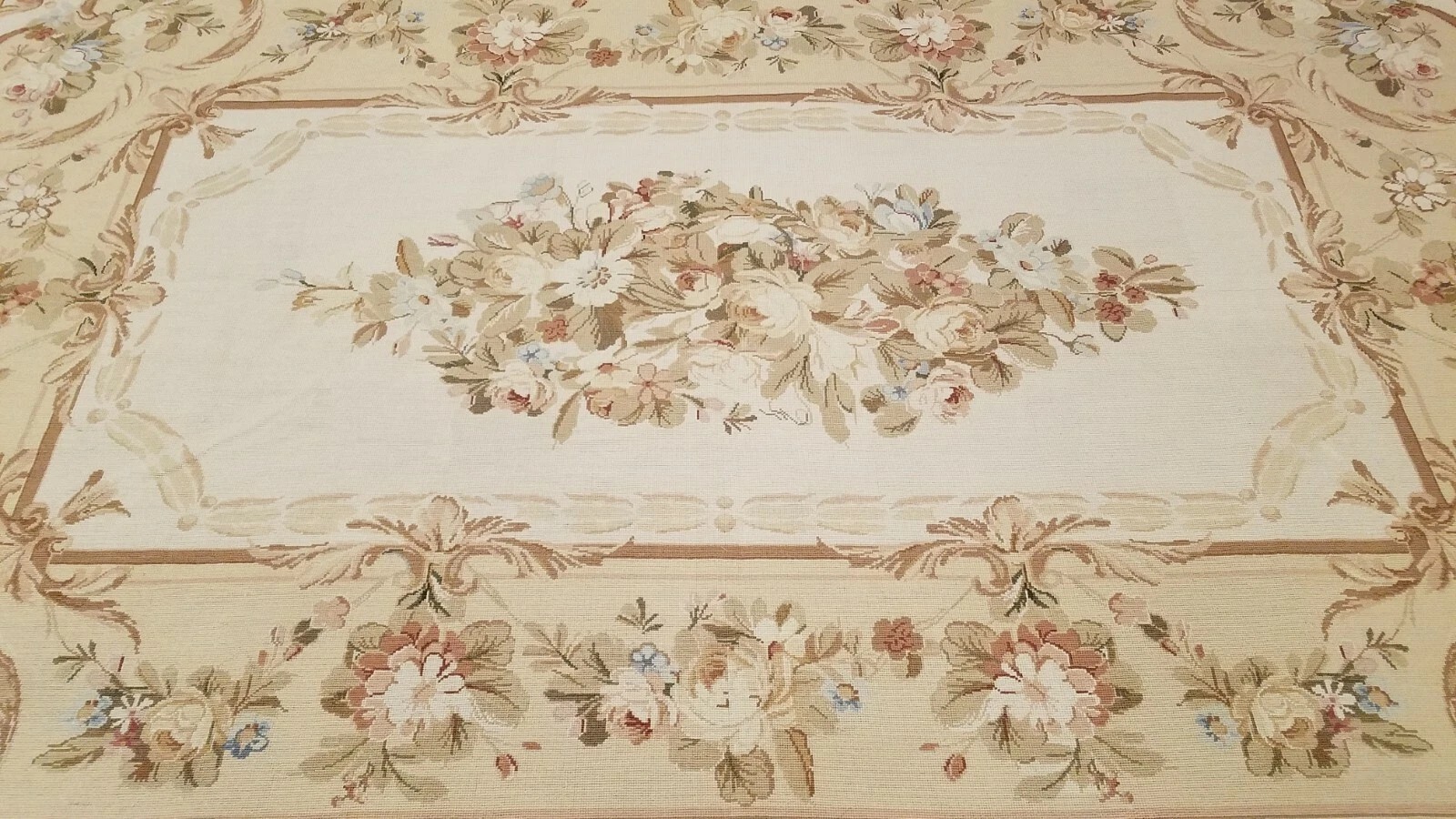 6 x 9 Hand woven French Aubusson Needle point 100% wool Area rug