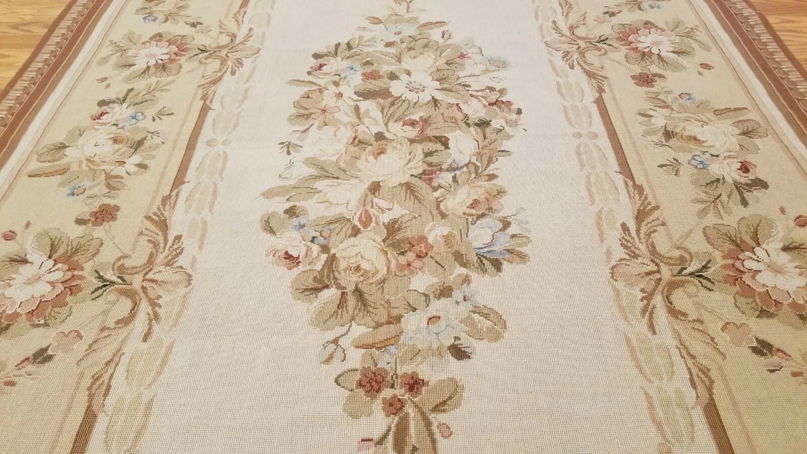 6 x 9 Hand woven French Aubusson Needle point 100% wool Area rug
