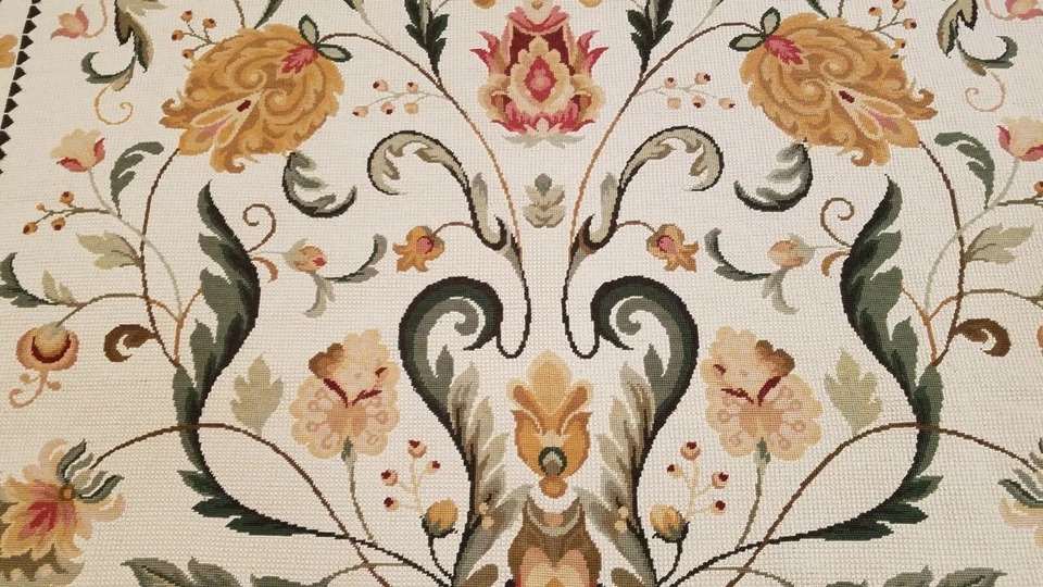 6 x 9 Hand woven French Aubusson Portuguese Needle point 100% wool Area rug