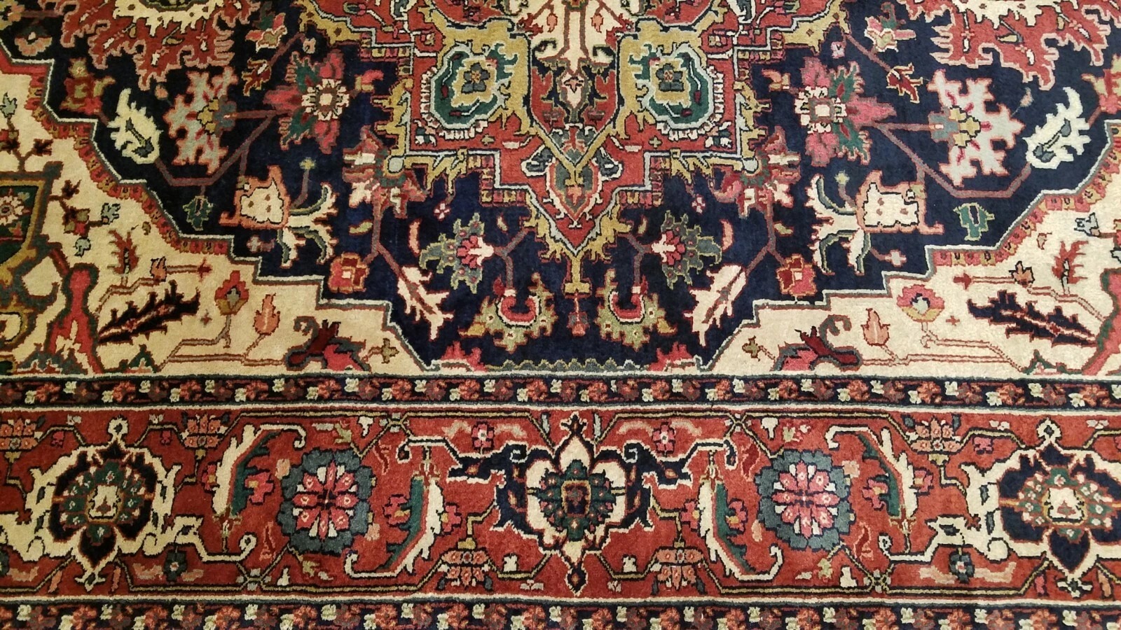 6 x 9 Navy Indo Heriz Hand Knotted wool fine Quality rug