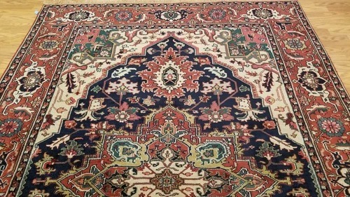 6 x 9 Navy Indo Heriz Hand Knotted wool fine Quality rug