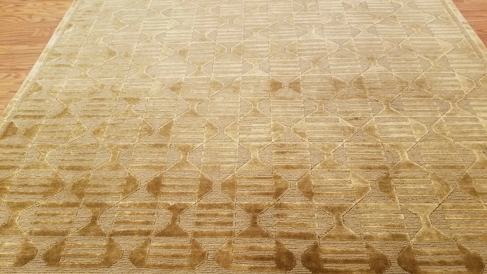 6 x 9 Brown & Gold Modern Hand Knotted Wool Nepal rug
