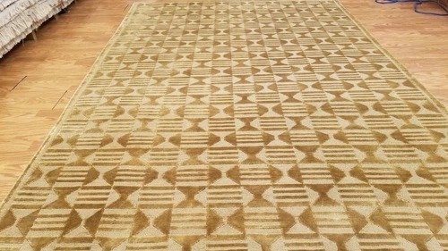 6 x 9 Brown & Gold Modern Hand Knotted Wool Nepal rug