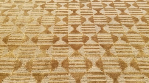 6 x 9 Brown & Gold Modern Hand Knotted Wool Nepal rug