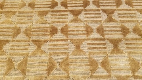 6 x 9 Brown & Gold Modern Hand Knotted Wool Nepal rug