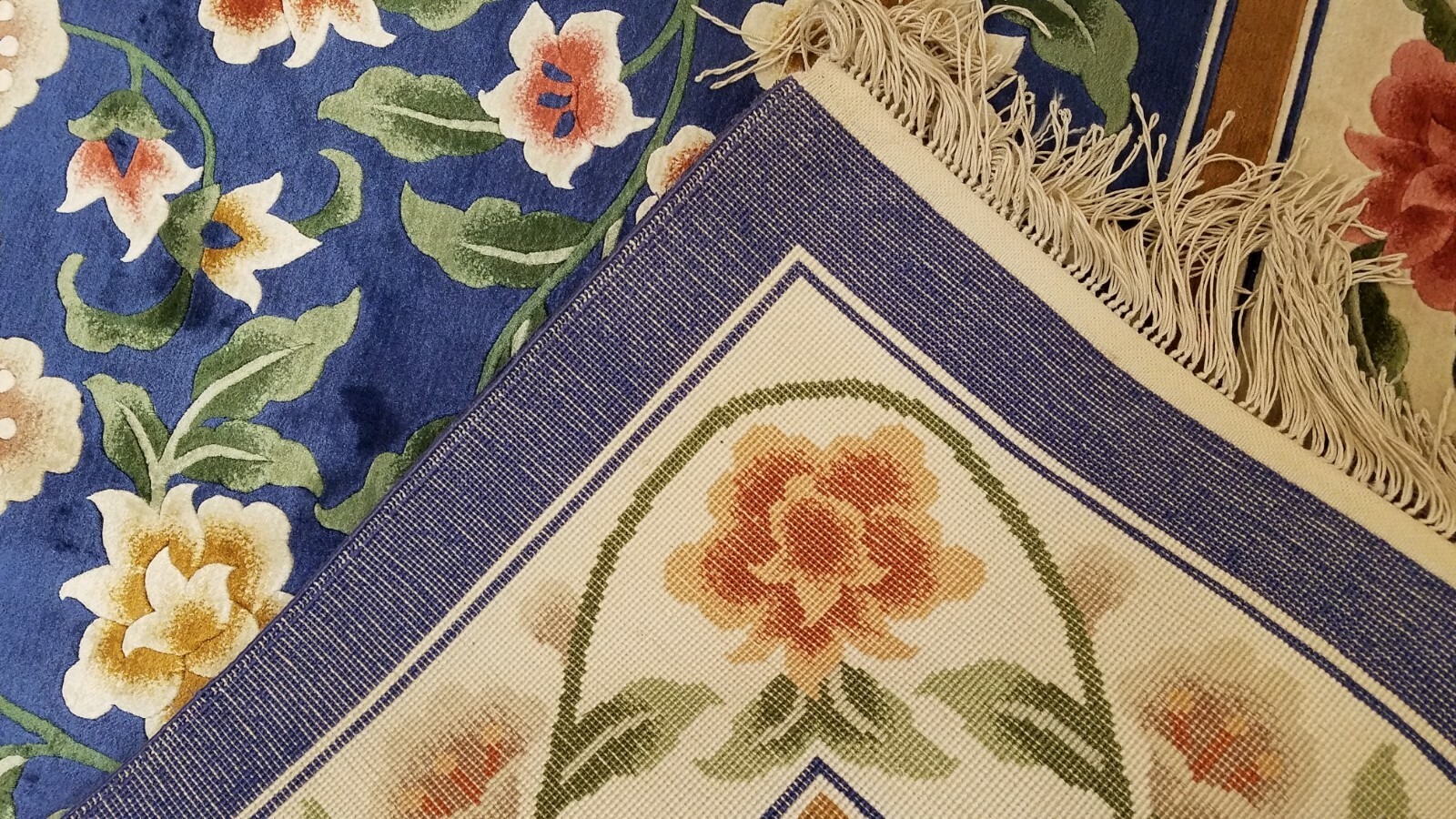 6 x 9 Royal blue English Garden Design Art Silk Hand Knotted Wool Area rug